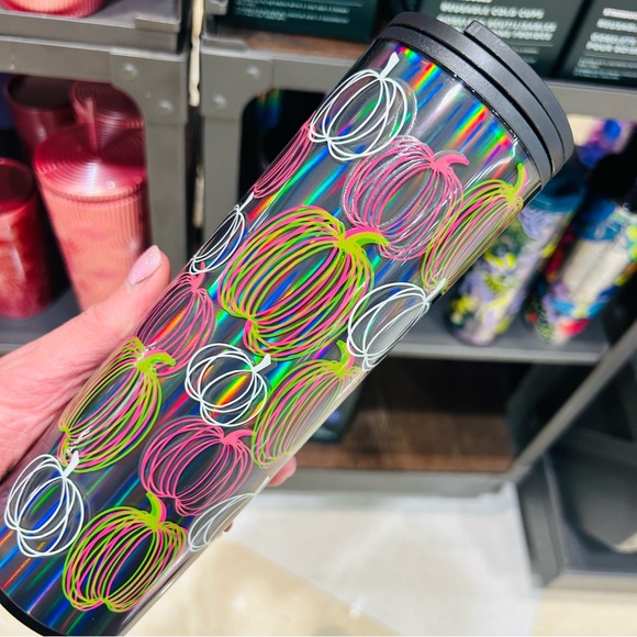 Starbucks Halloween Pumpkin GITD Cup Glow in Dark Iridescent Hot Tumbler 16oz - Picture 11 of 14